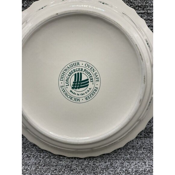 Longaberger Pottery Woven Traditions Heritage Green 10" Pie Baking Dish / Plate - Picture 3 of 9
